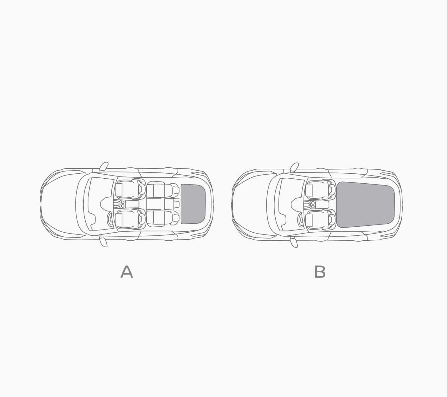 Nissan Qashqai e-Power top view illustrations showing boot capacity